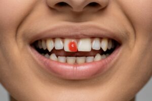 dark red spot on your gums