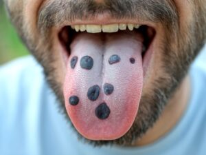 dark black spots on tongue