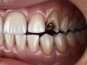 dark spot between teeth